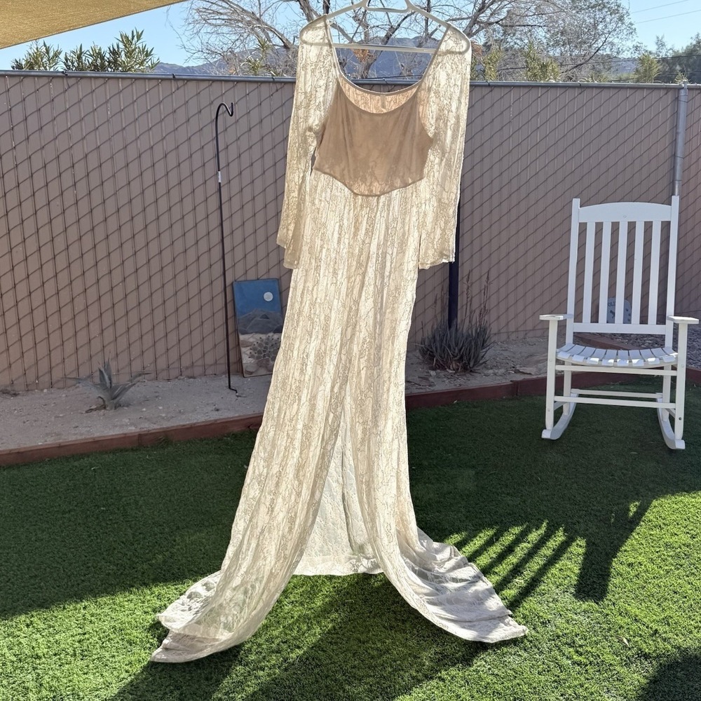 Pinkblush Ivory One-Shoulder Lace Gown